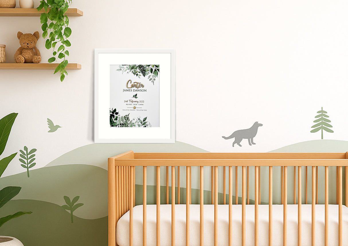 Bamboo (2 colour options) Rainforest Vines 3D Personalised Birth Print