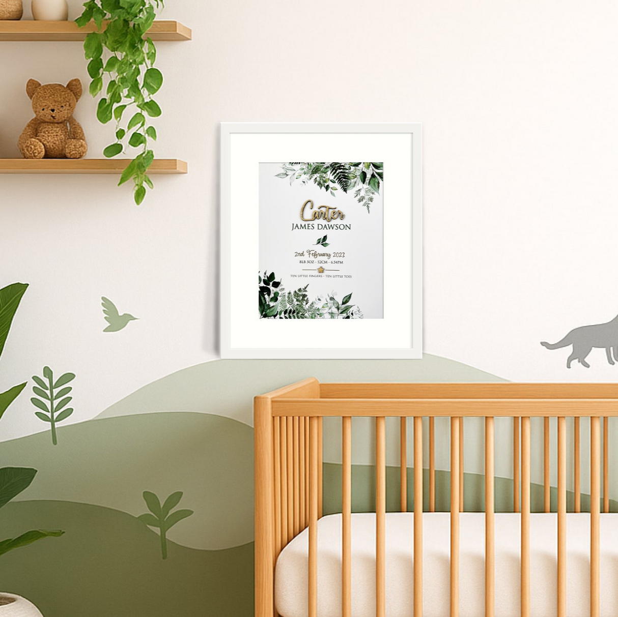 Bamboo (2 colour options) Rainforest Vines 3D Personalised Birth Print
