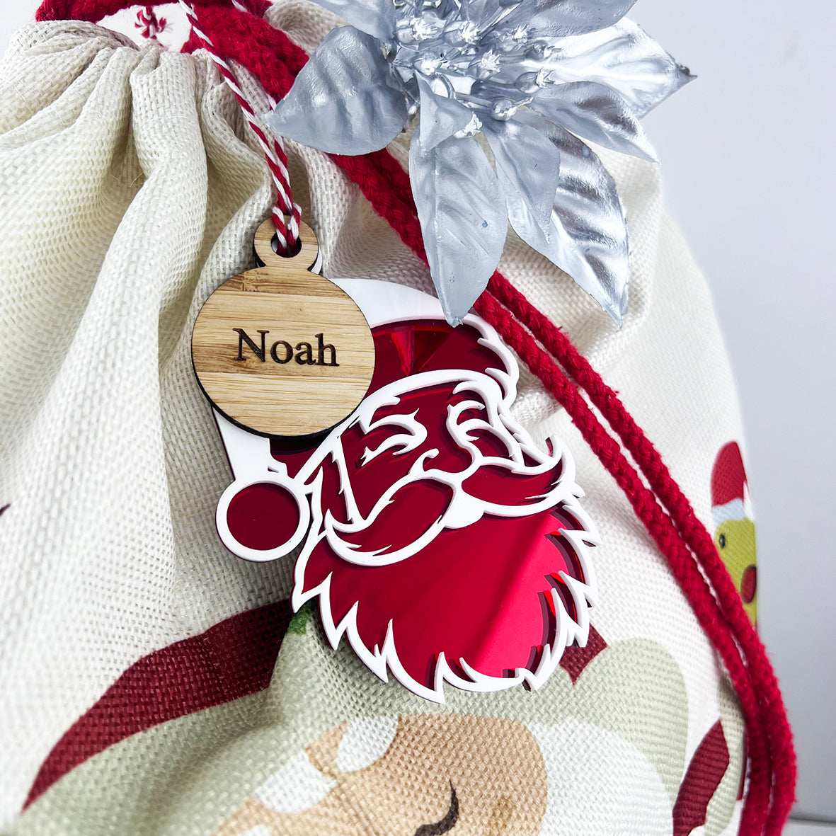 Santa Face 3D Ornament With Name Tag