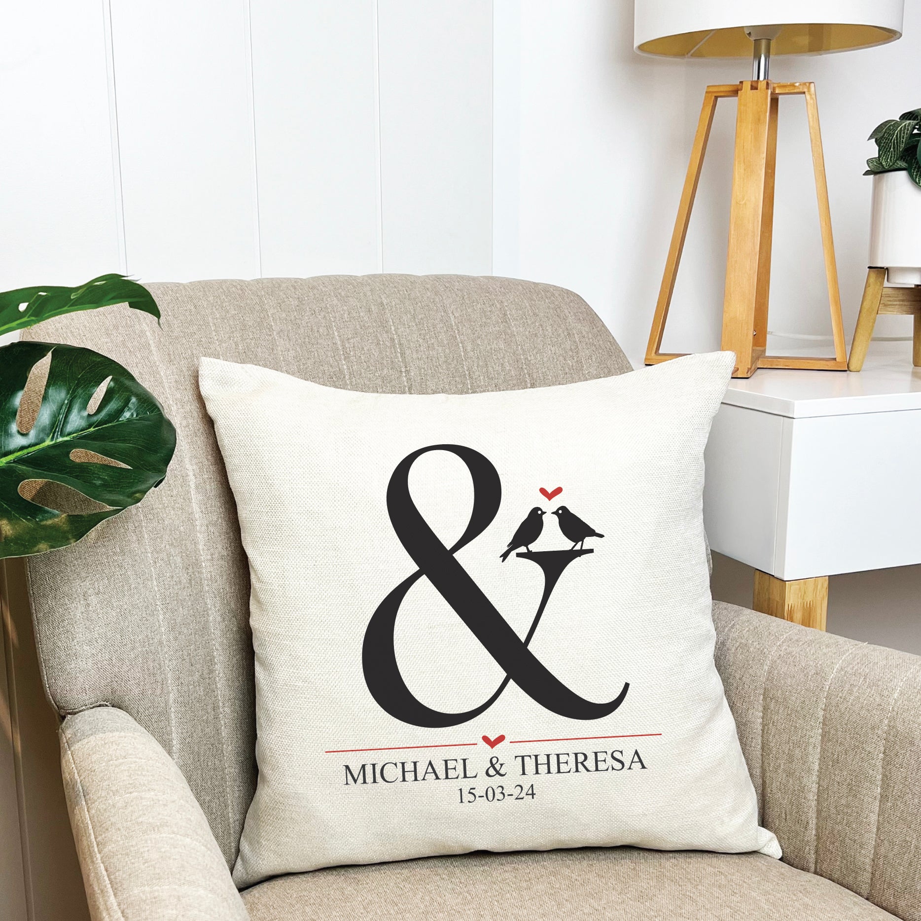 Personalised Ampersand Love Cushion Cover