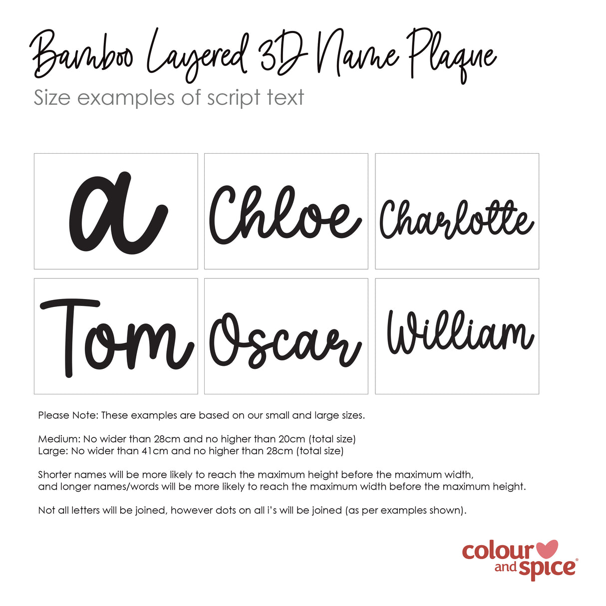 Personalised Double Layer Script Name Plaque (2 sizes, 2 colours)