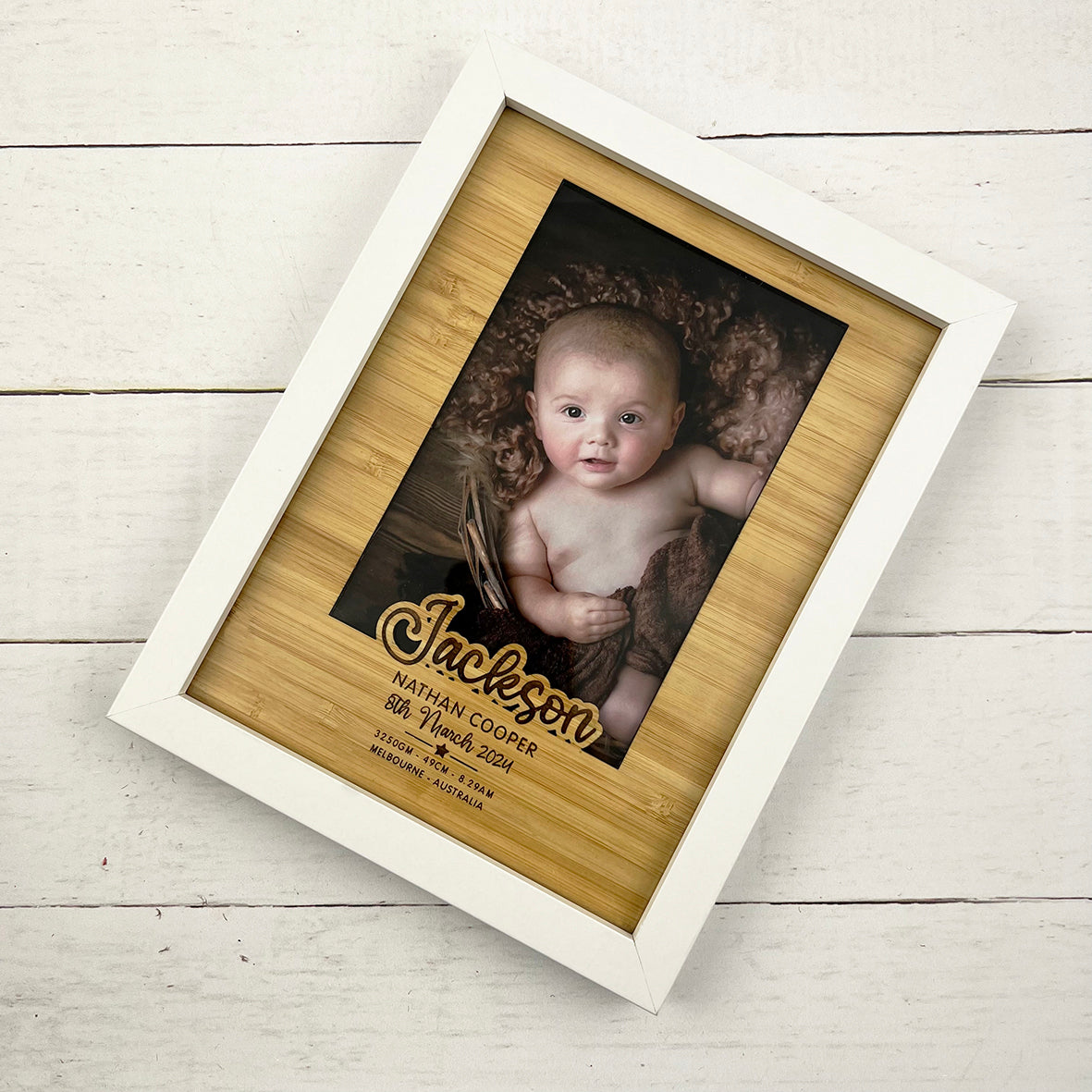 Personalised Bold Script Birth Details Frame