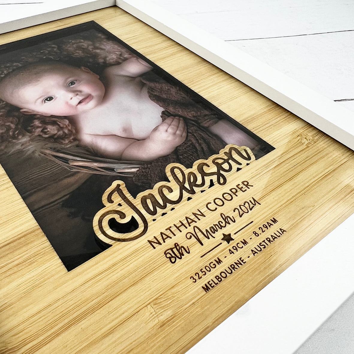 Personalised Bold Script Birth Details Frame