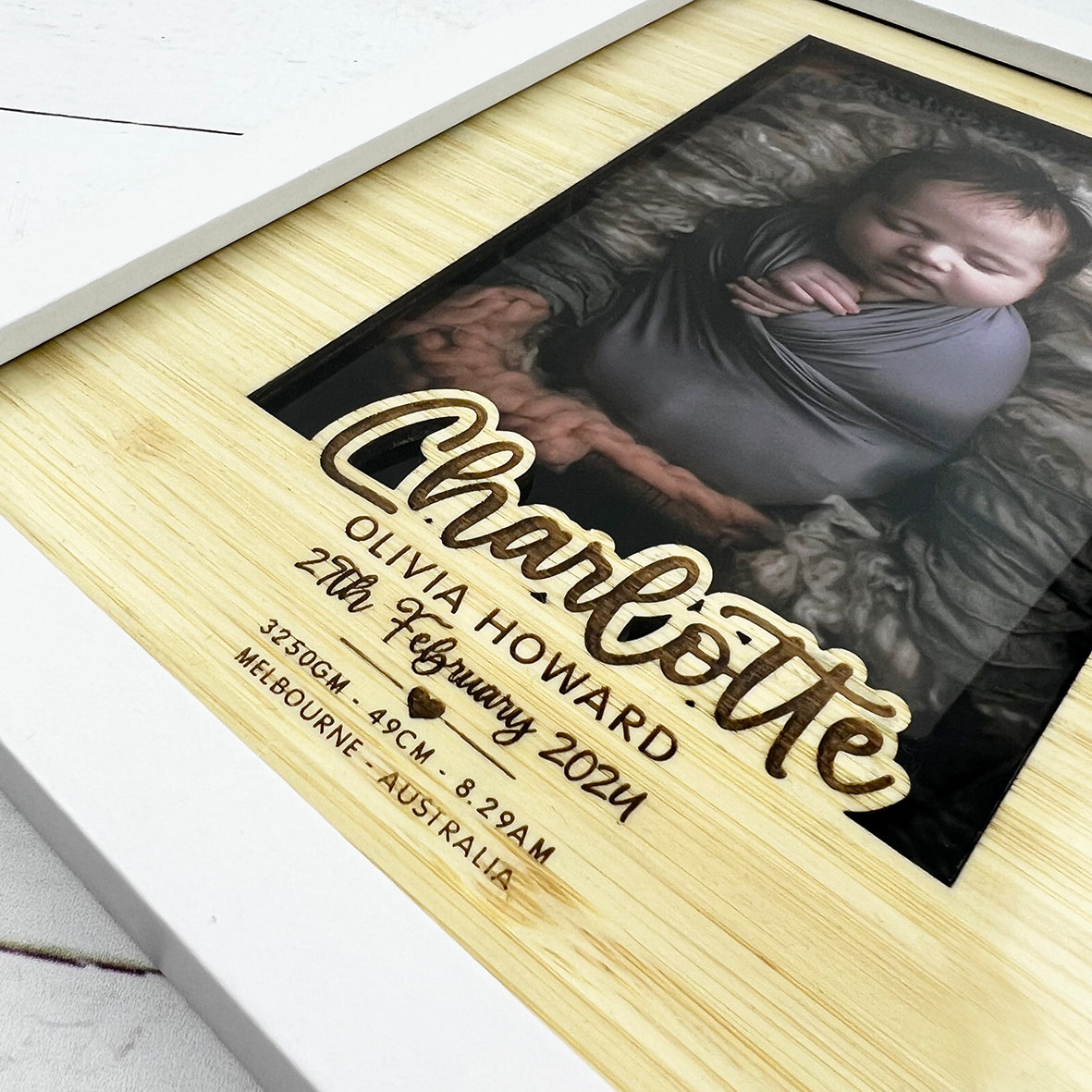 Personalised Bold Script Birth Details Frame