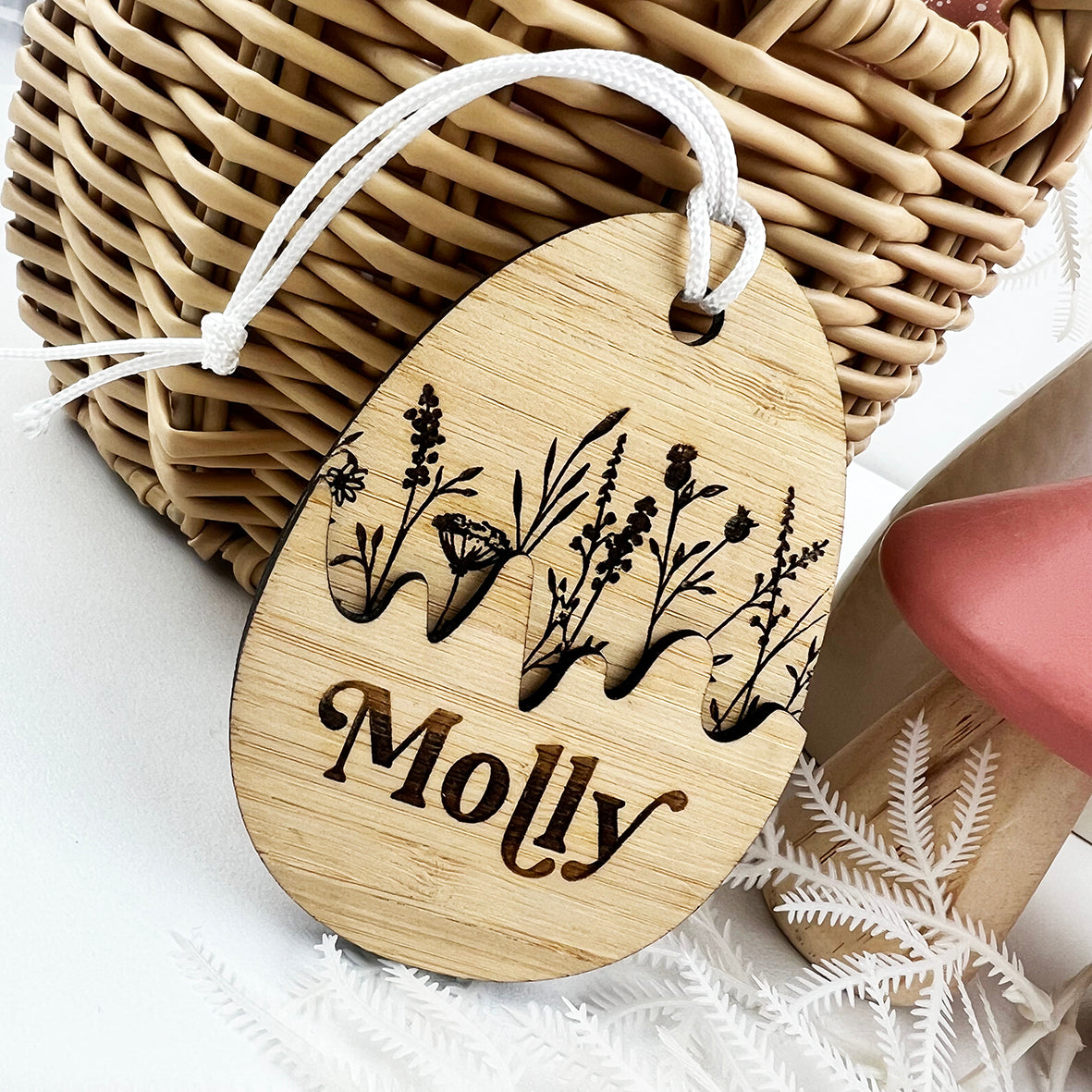 Botanical 3D Easter Egg Name Tags