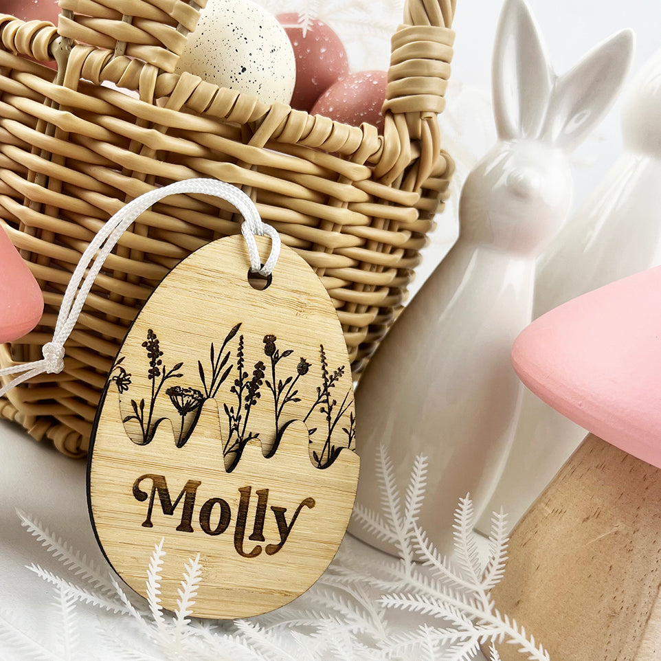 Botanical 3D Easter Egg Name Tags