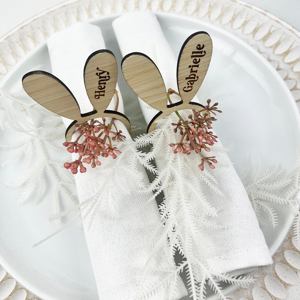 Personalised Bunny Ears Bamboo Napkin Holders