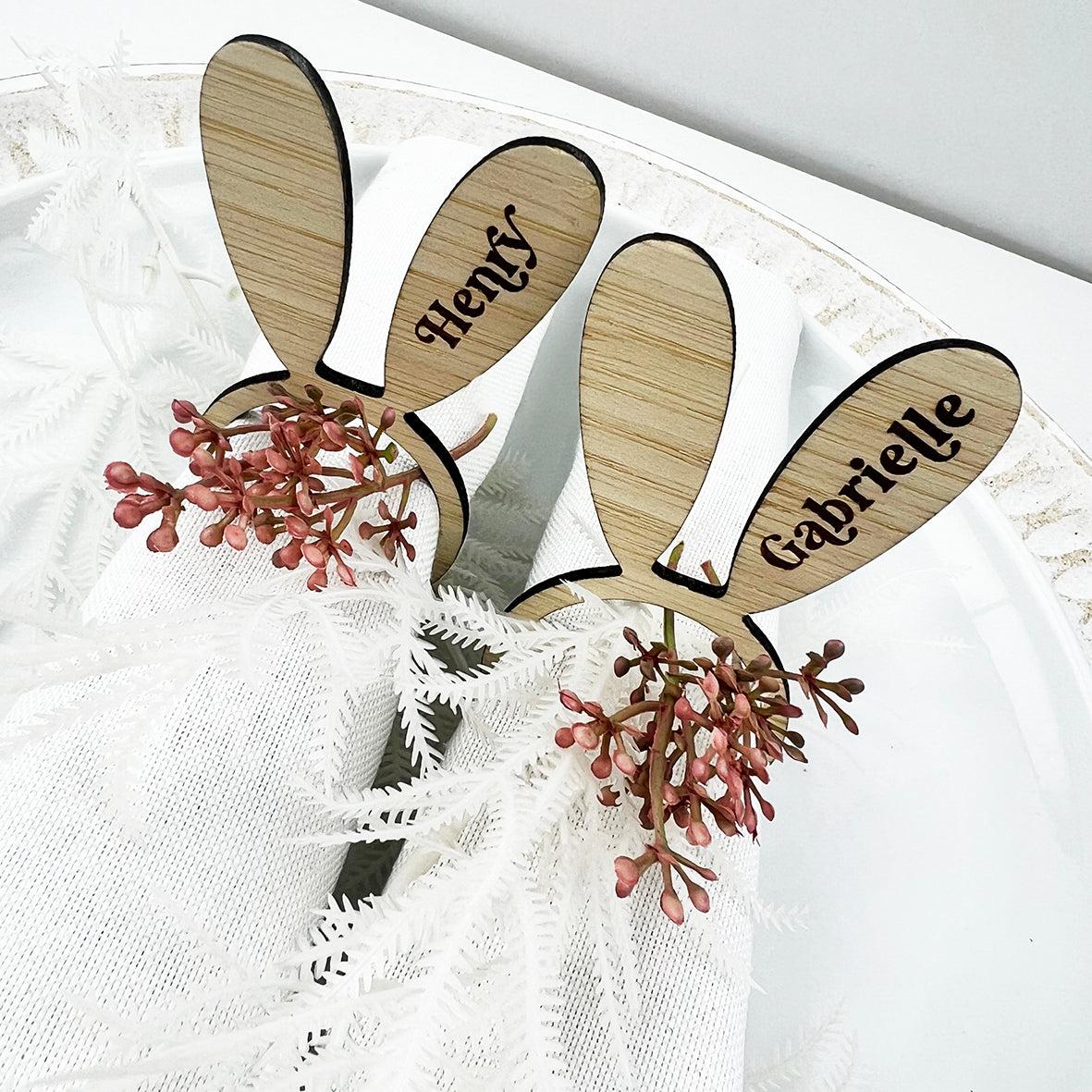 Personalised Bunny Ears Bamboo Napkin Holders