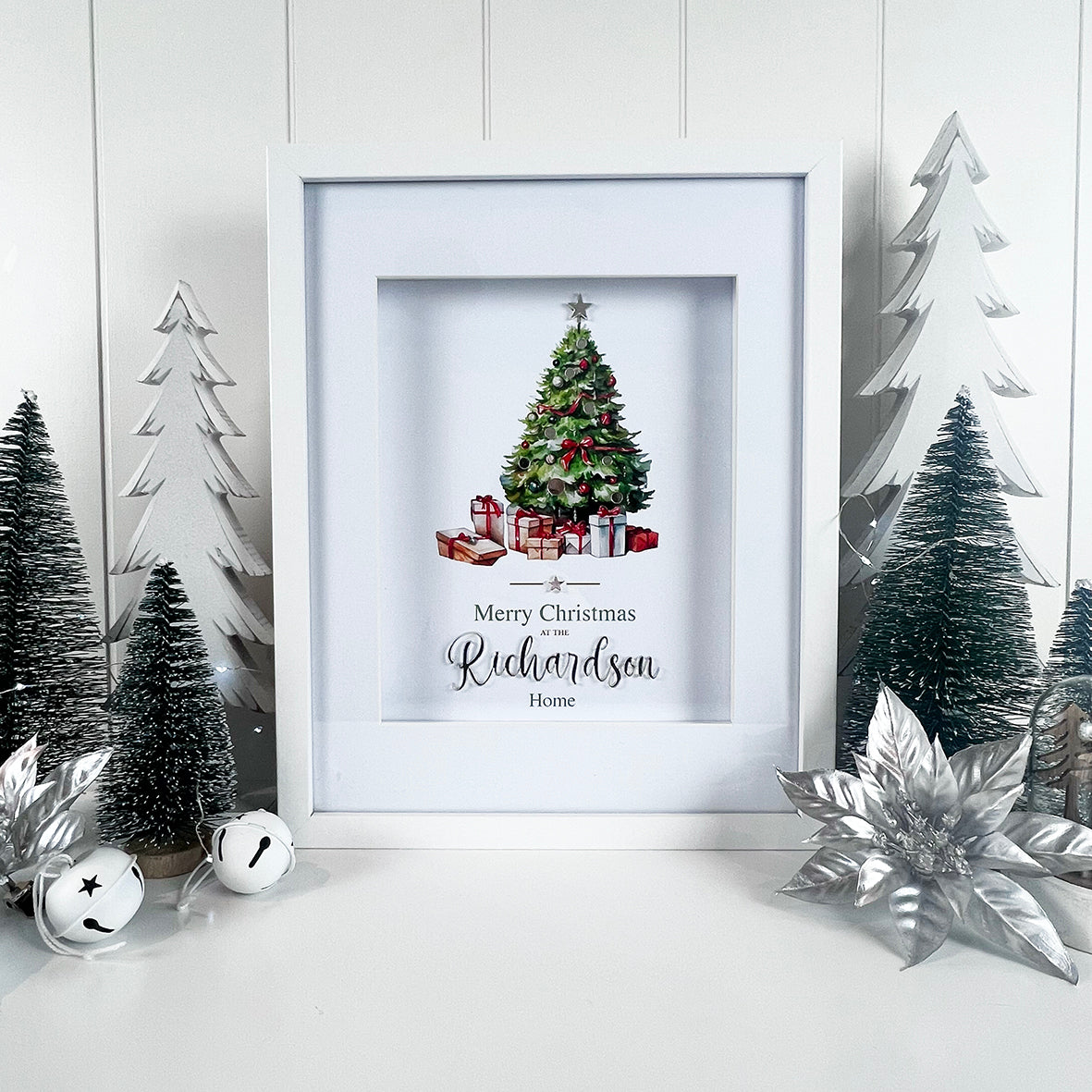 Christmas Tree 3D Mirror Personalised Christmas Print (3 colours)