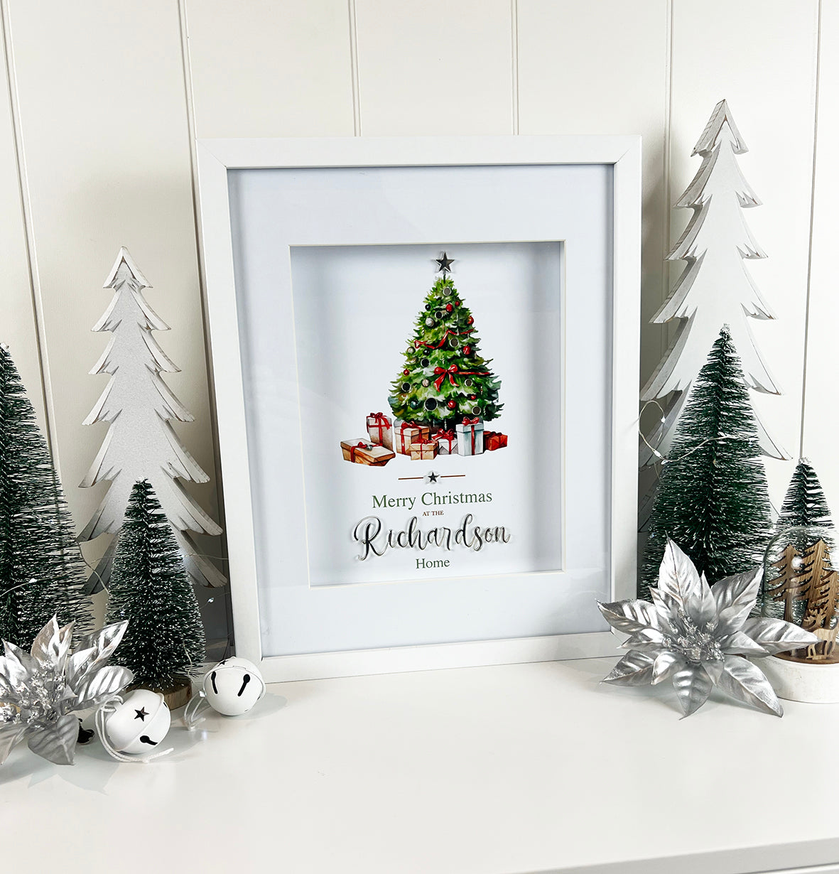 Christmas Tree 3D Mirror Personalised Christmas Print (3 colours)