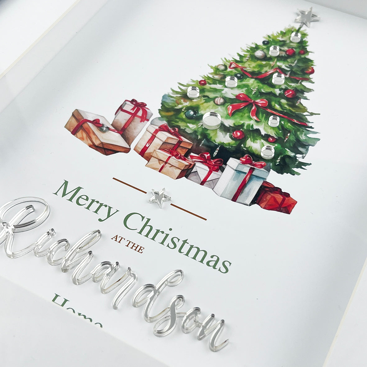 Christmas Tree 3D Mirror Personalised Christmas Print (3 colours)