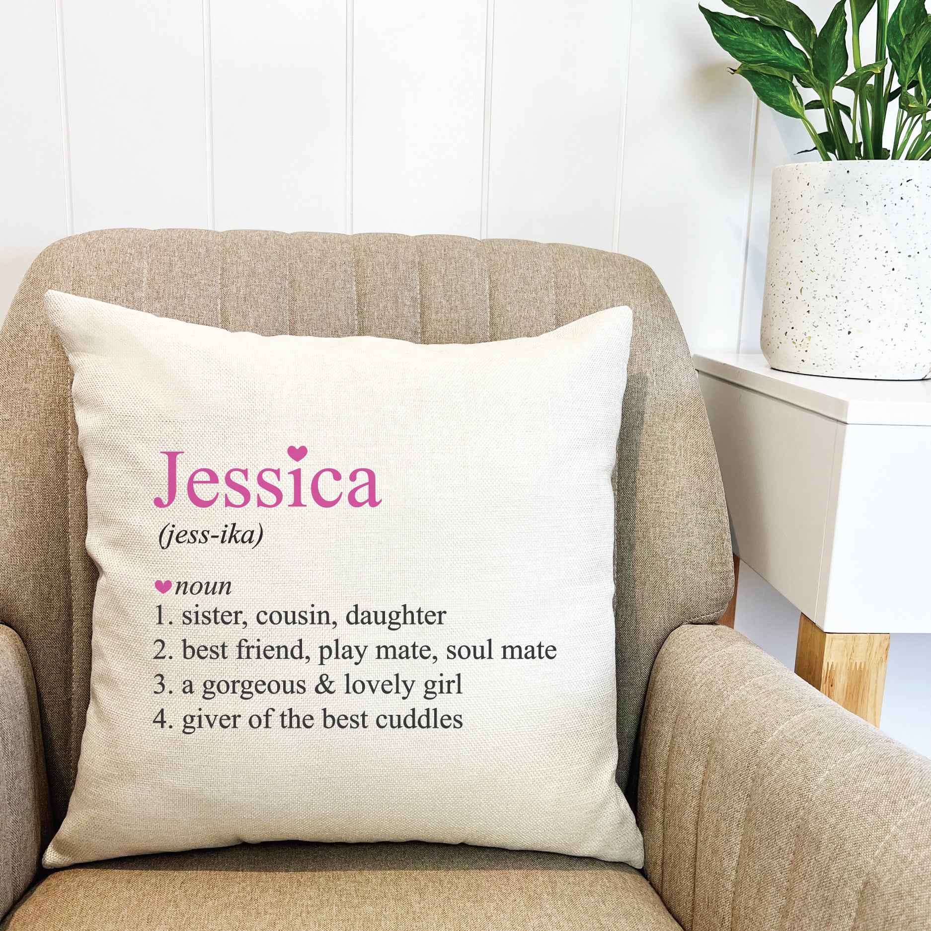 Personalised Girls Dictionary Cushion Cover (various colours)