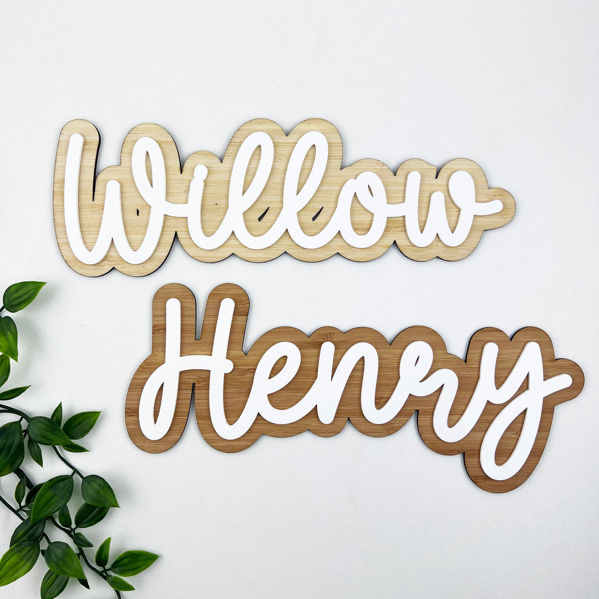 Personalised Double Layer Script Name Plaque (2 sizes, 2 colours)