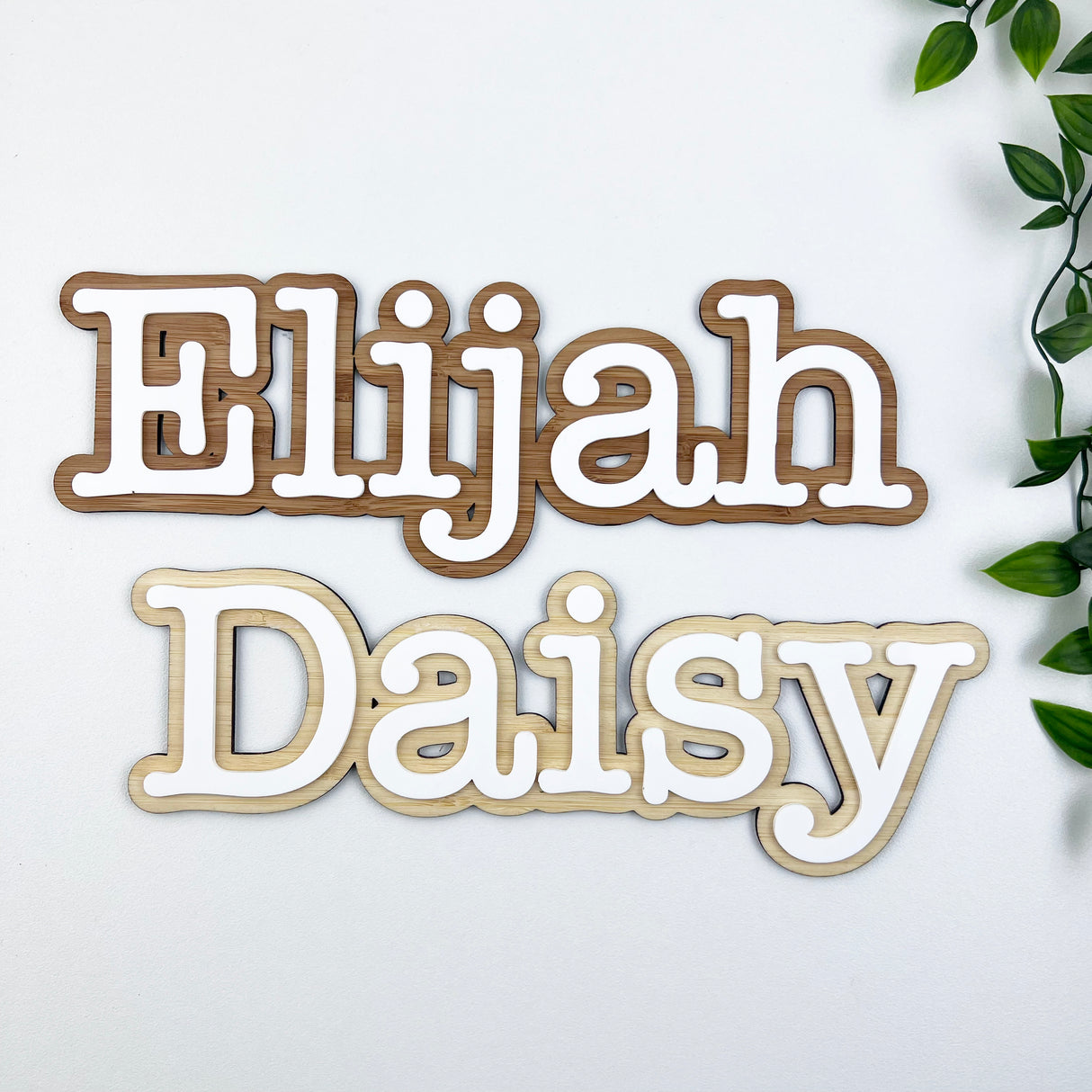 Personalised Double Layer Serif Name Plaque (2 sizes, 2 colours)