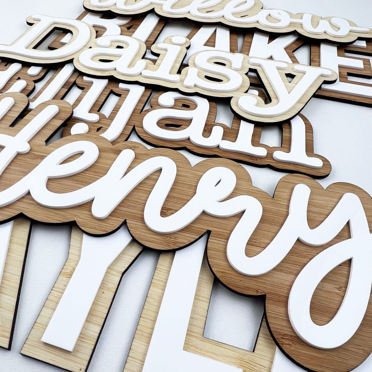 Personalised Double Layer Script Name Plaque (2 sizes, 2 colours)