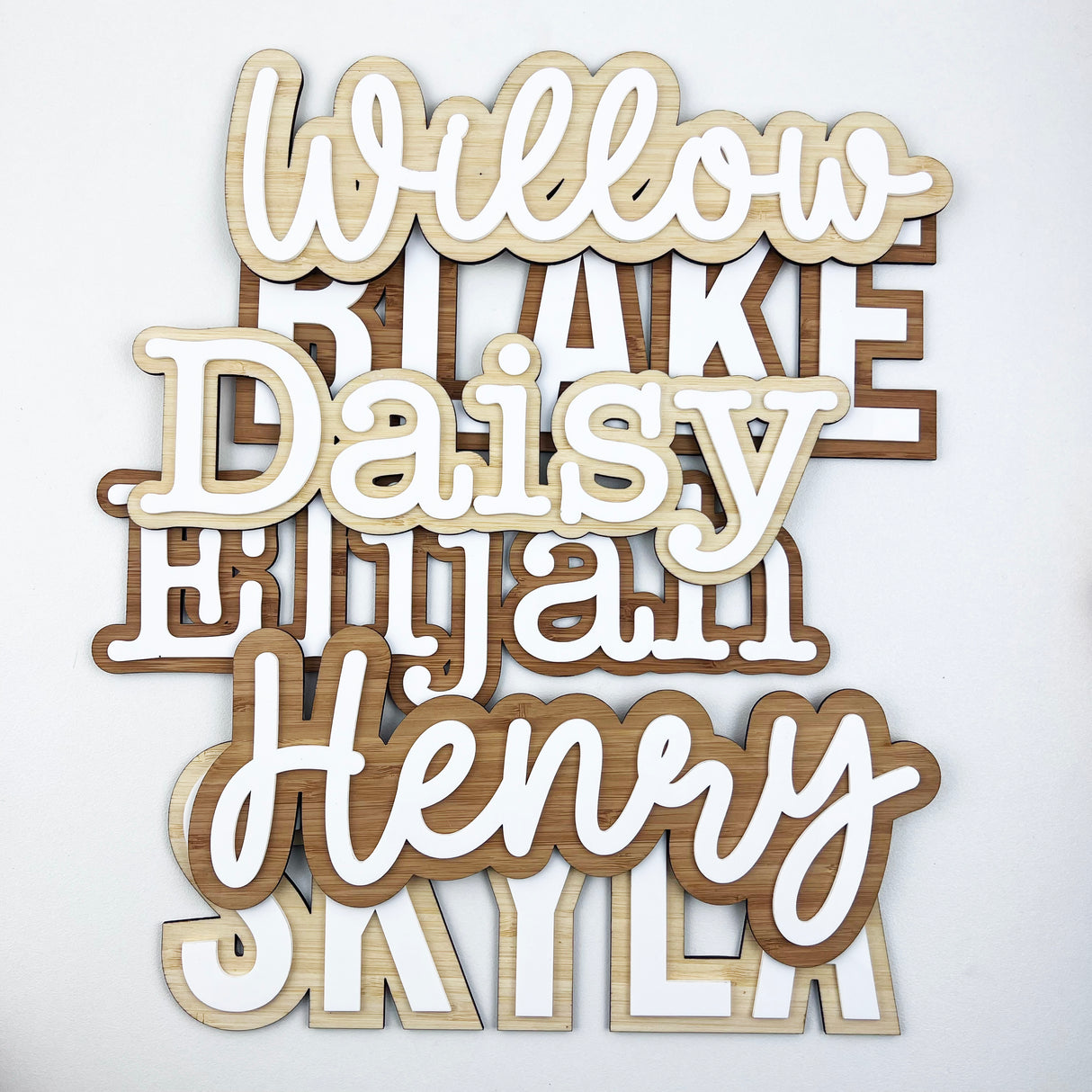 Personalised Double Layer Script Name Plaque (2 sizes, 2 colours)