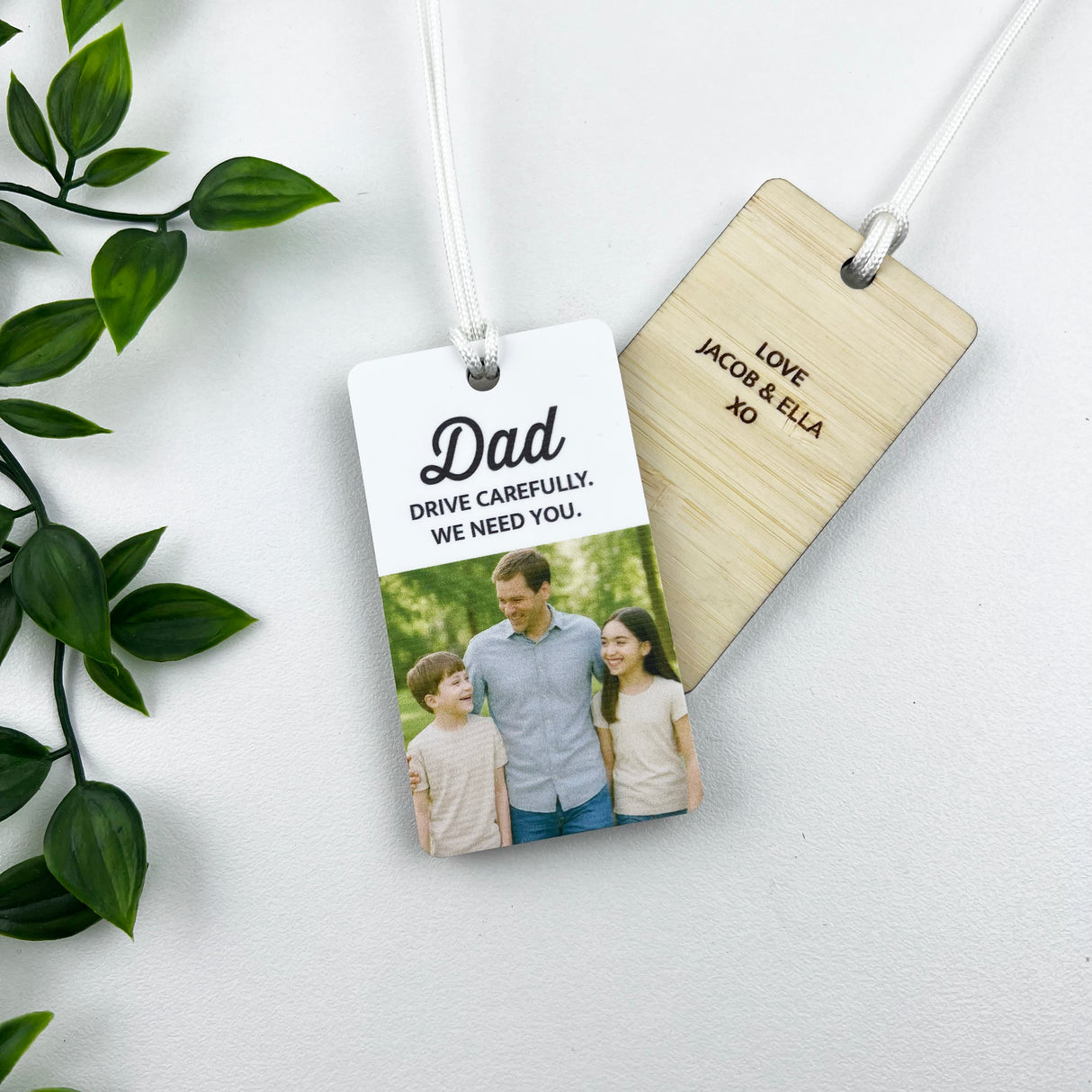 Double Sided Personalised Photo Car Mirror Tag