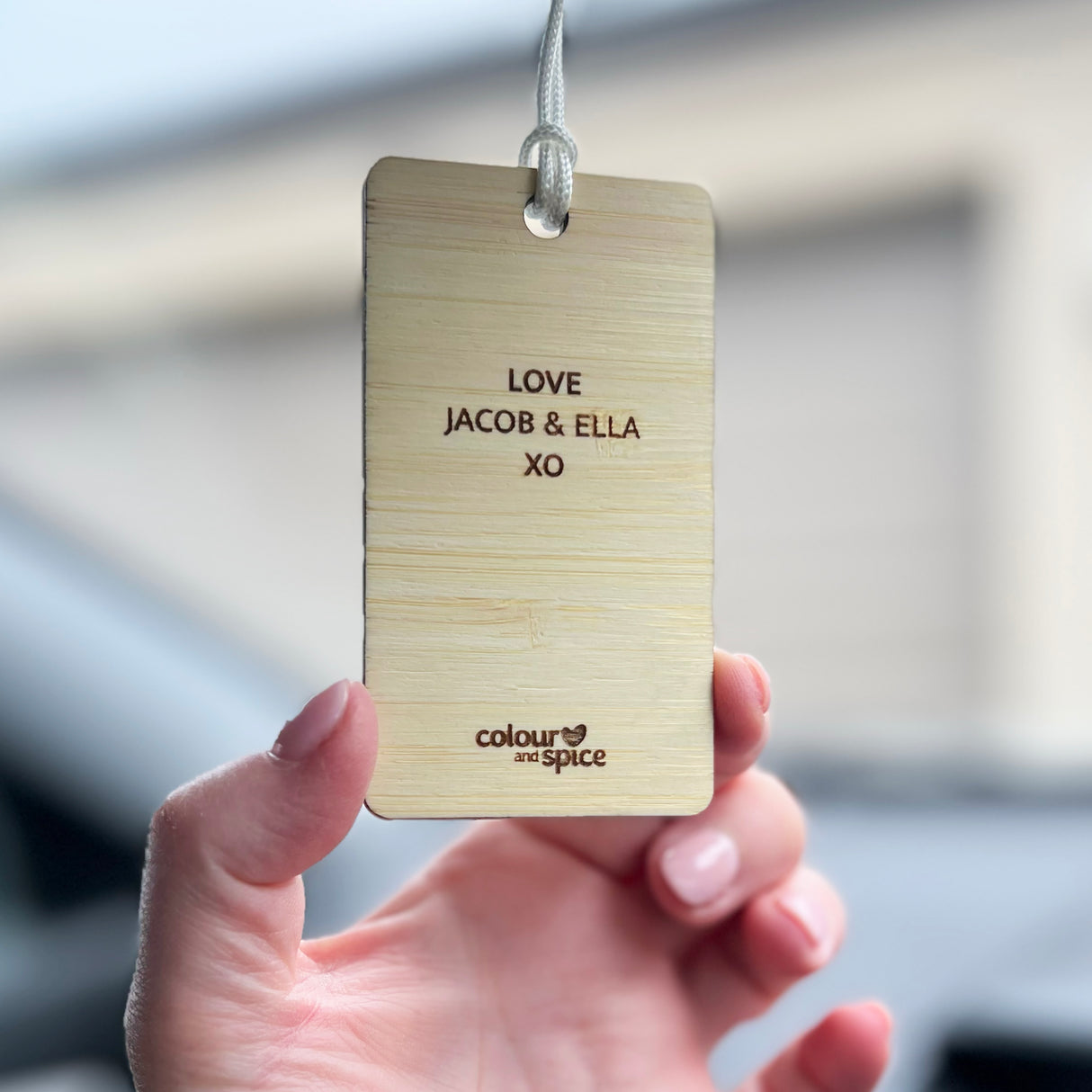 Double Sided Personalised Photo Car Mirror Tag