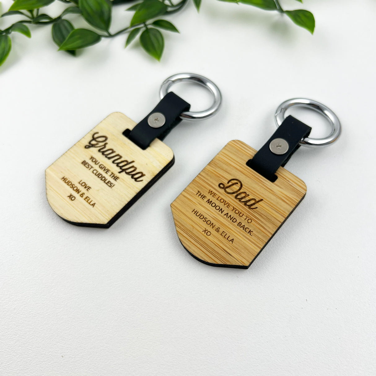Double Sided Personalised Photo Leather Keyring