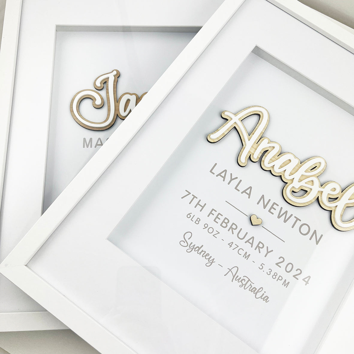 Bamboo (2 colour options) Layered Name 3D Personalised Birth Print