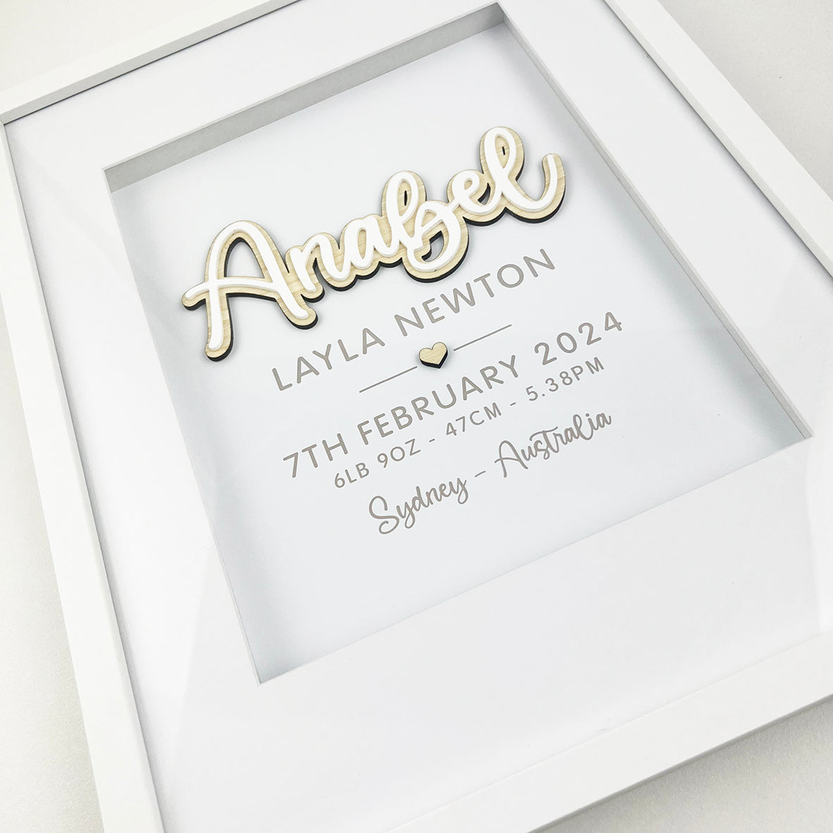 Bamboo (2 colour options) Layered Name 3D Personalised Birth Print