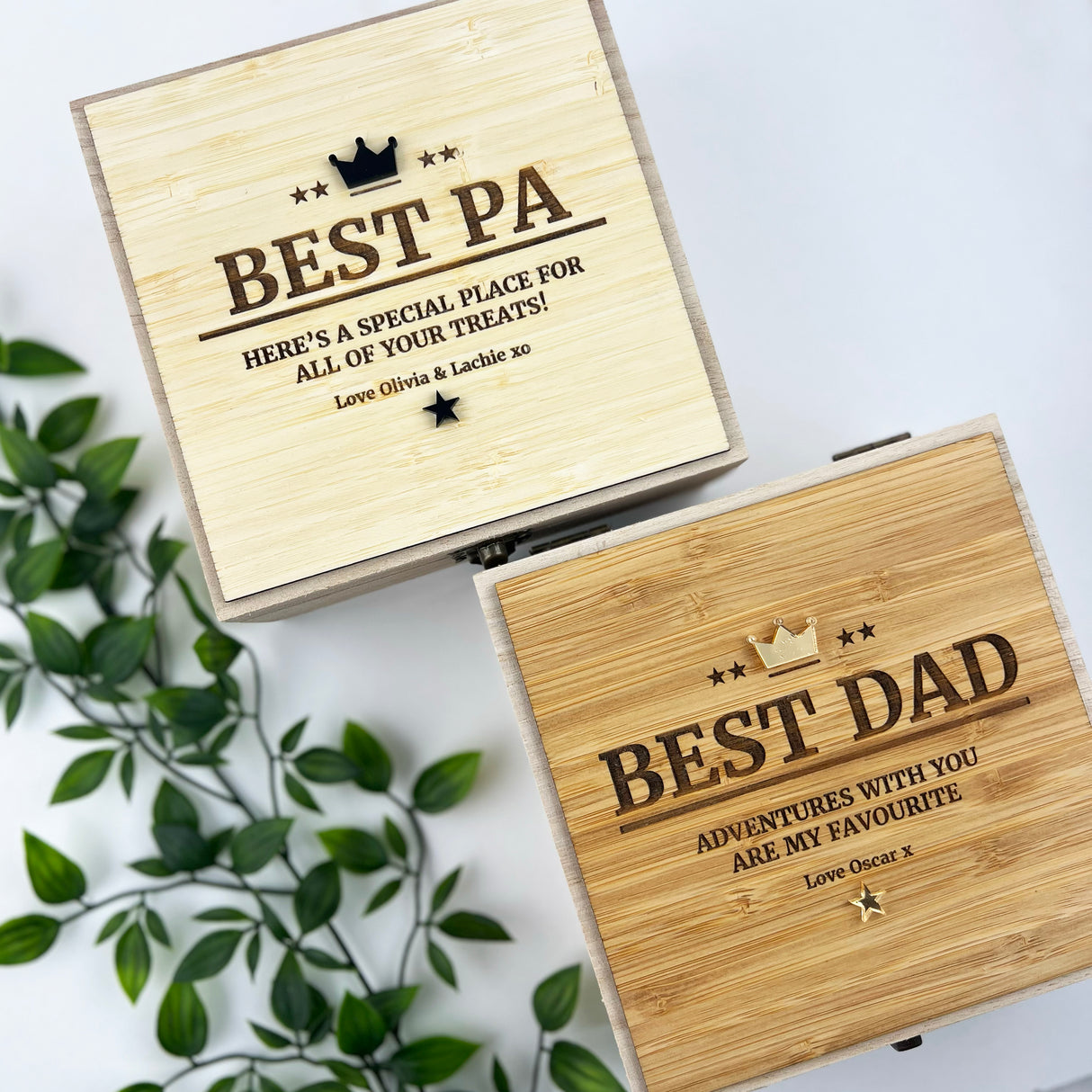 Father's Day Bamboo Engraved Square Keepsake Box (2 colours)