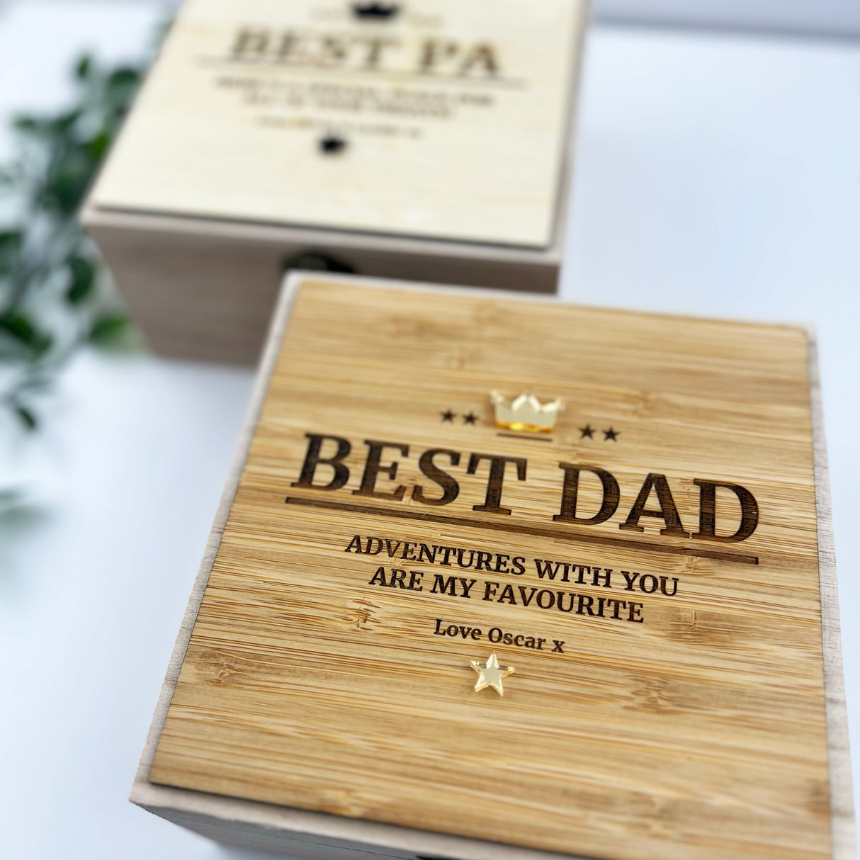 Father's Day Bamboo Engraved Square Keepsake Box (2 colours)