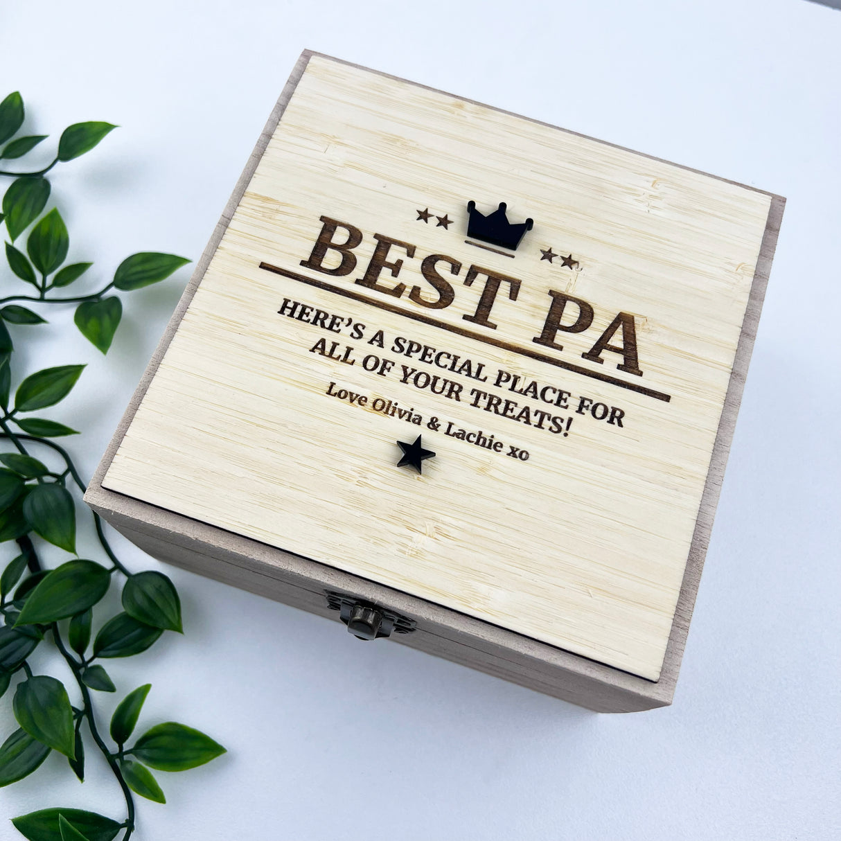Father's Day Bamboo Engraved Square Keepsake Box (2 colours)