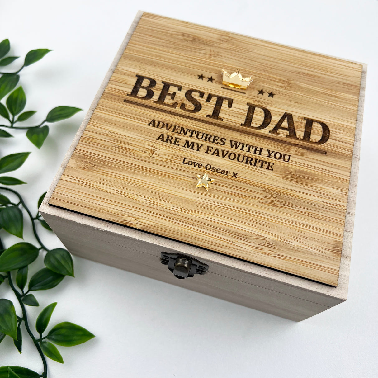 Father's Day Bamboo Engraved Square Keepsake Box (2 colours)