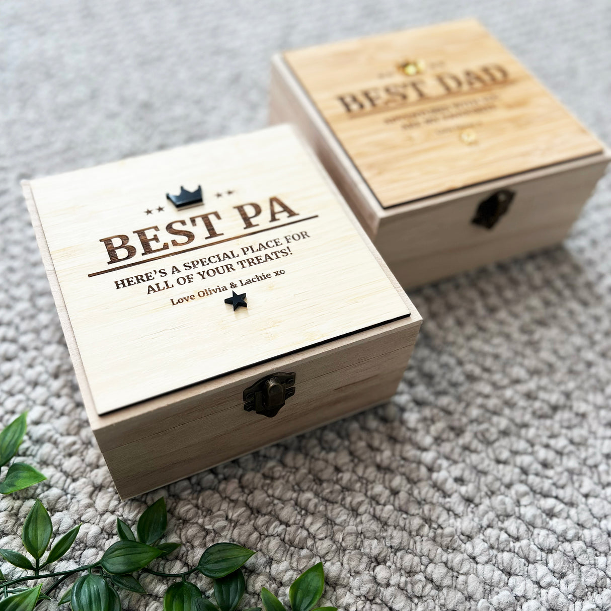 Father's Day Bamboo Engraved Square Keepsake Box (2 colours)