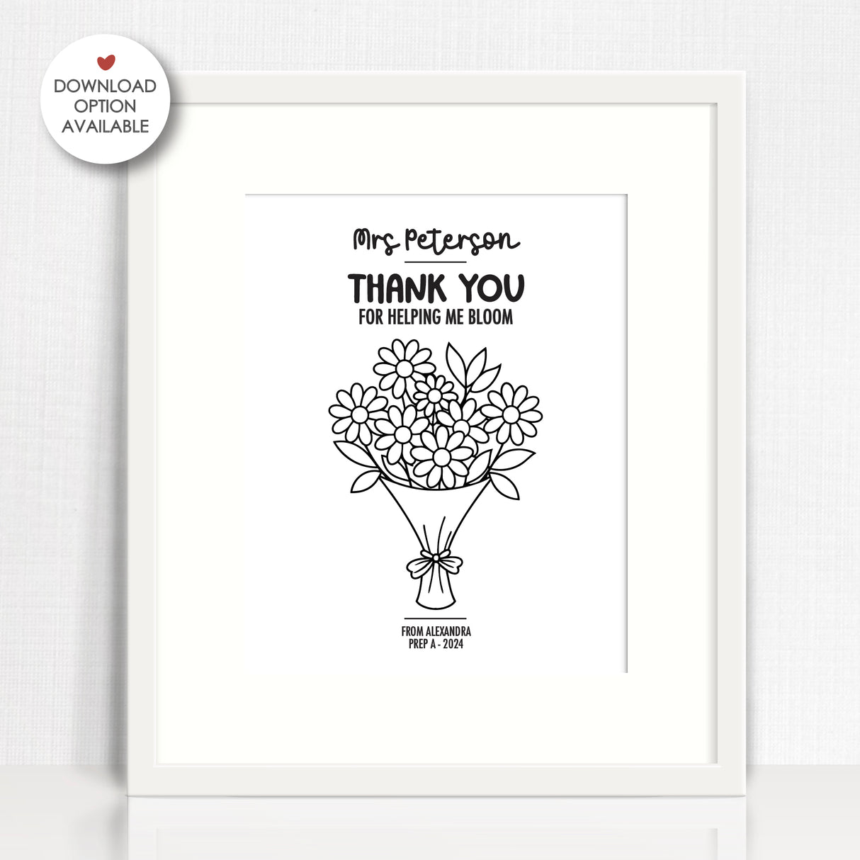 Personalised Flower Bouquet Teacher Print