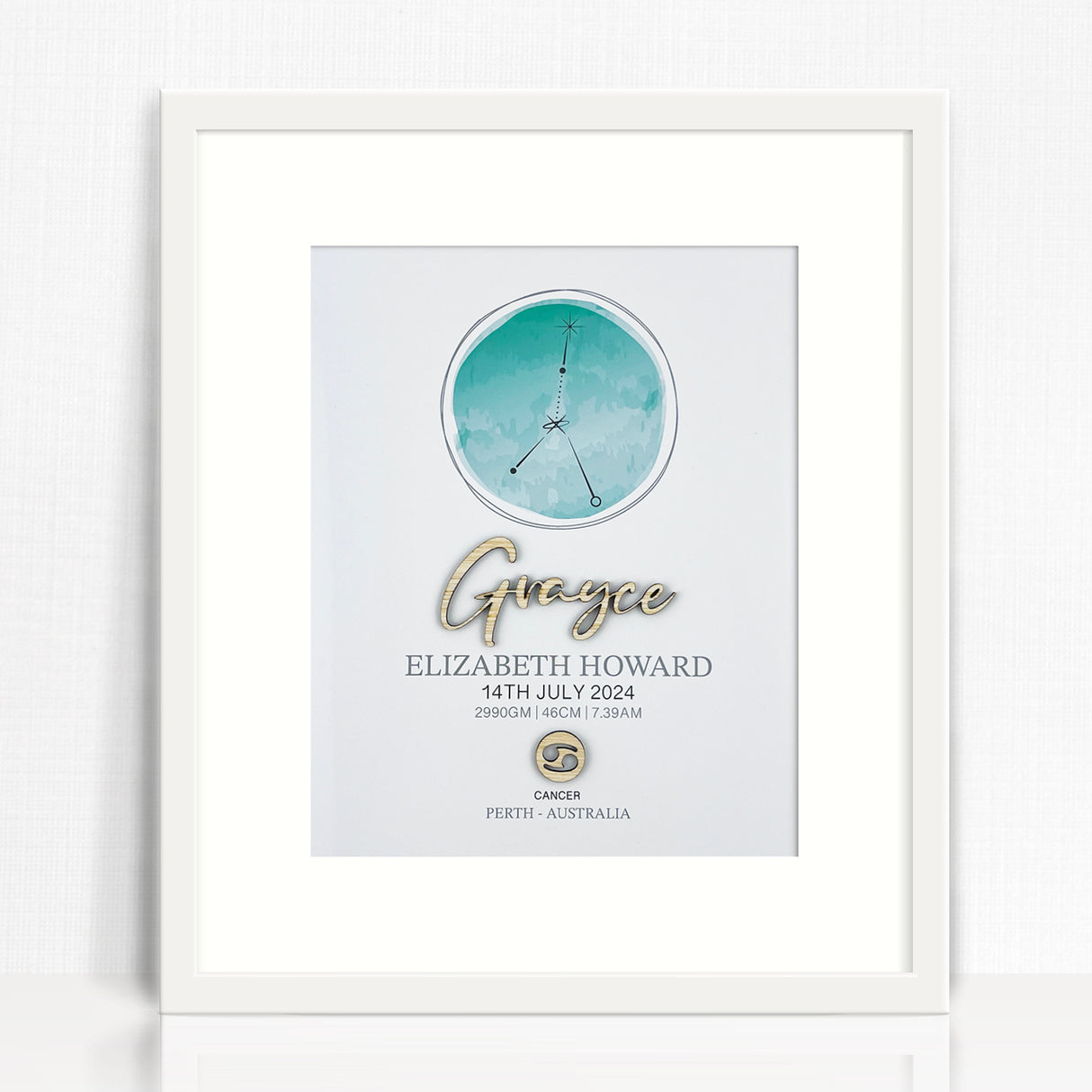 Bamboo Zodiac (2 colour options) 3D Personalised Birth Print