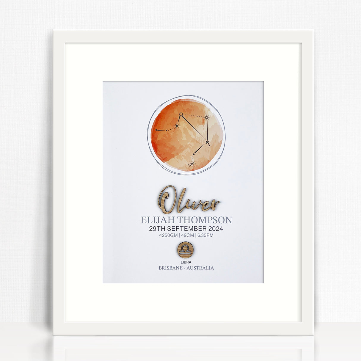 Bamboo Zodiac (2 colour options) 3D Personalised Birth Print