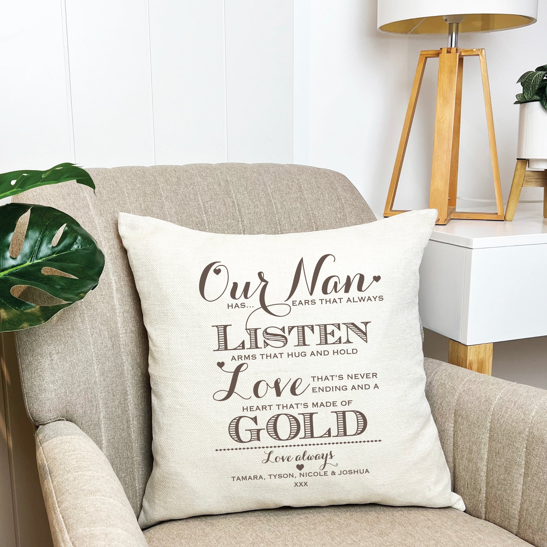 Personalised Heart Of Gold Cushion Cover