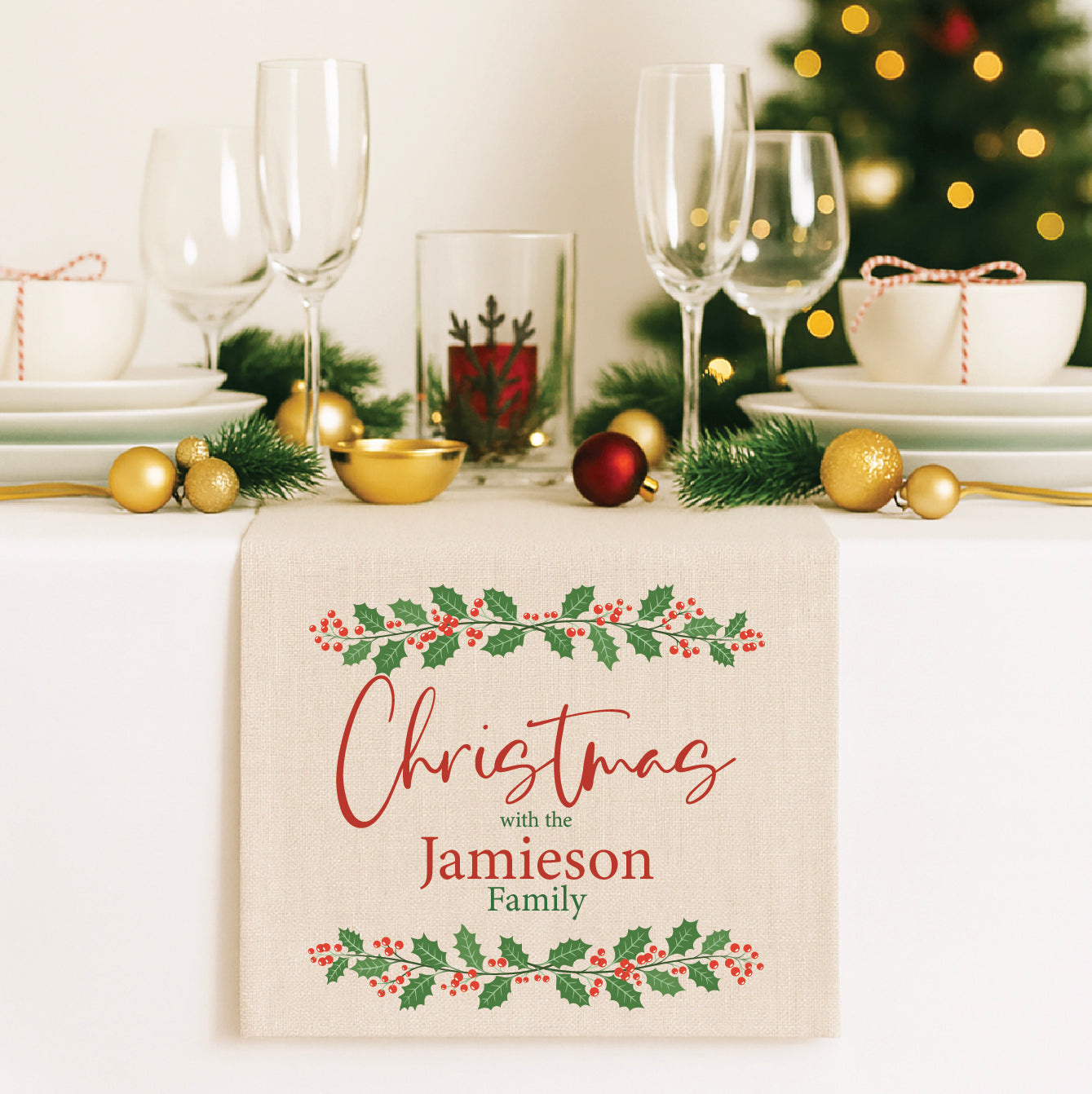 Holly Garland Table Runner (2 sizes)