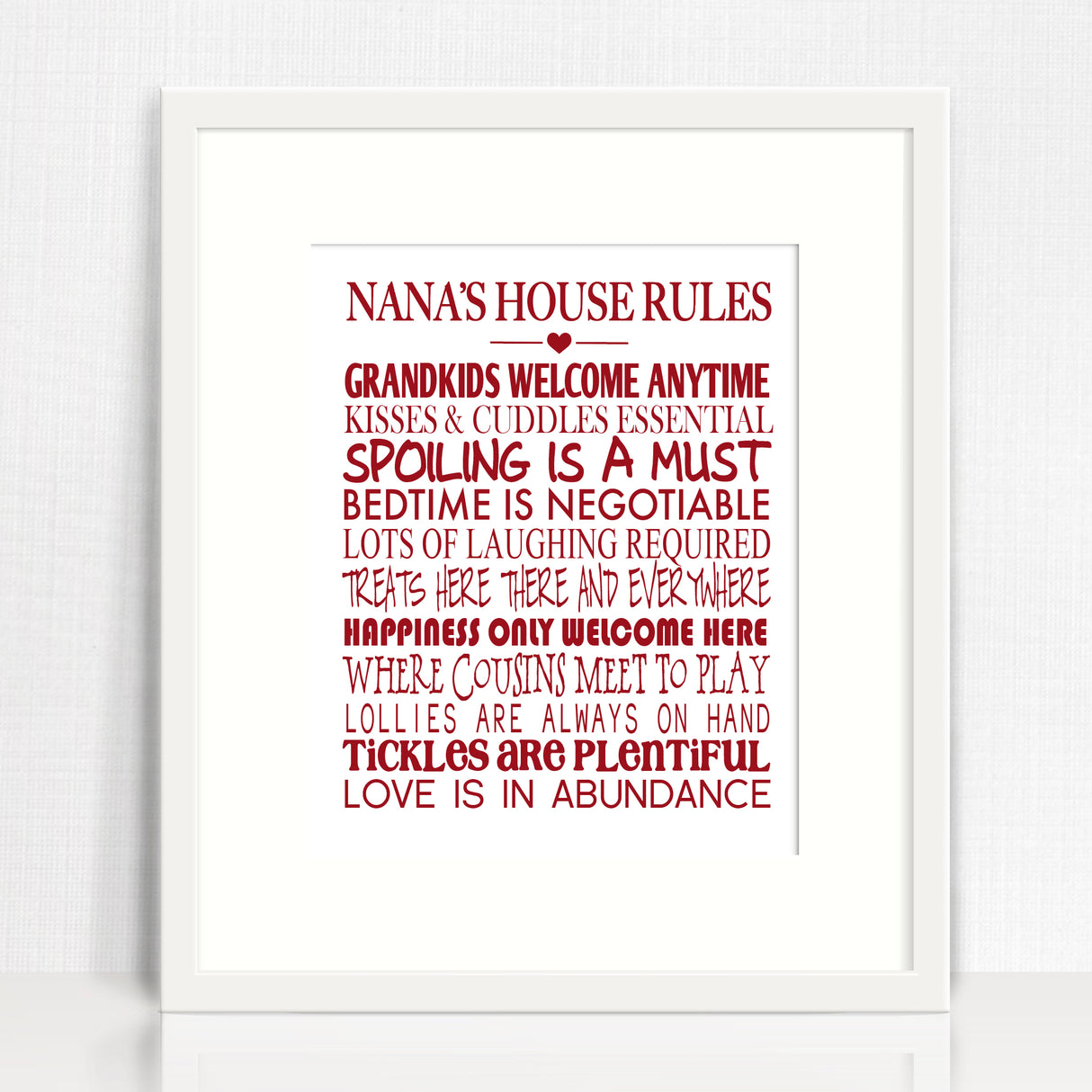 Grandparent's House Rules Personalised Print