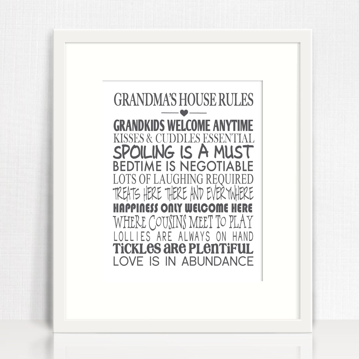 Grandparent's House Rules Personalised Print