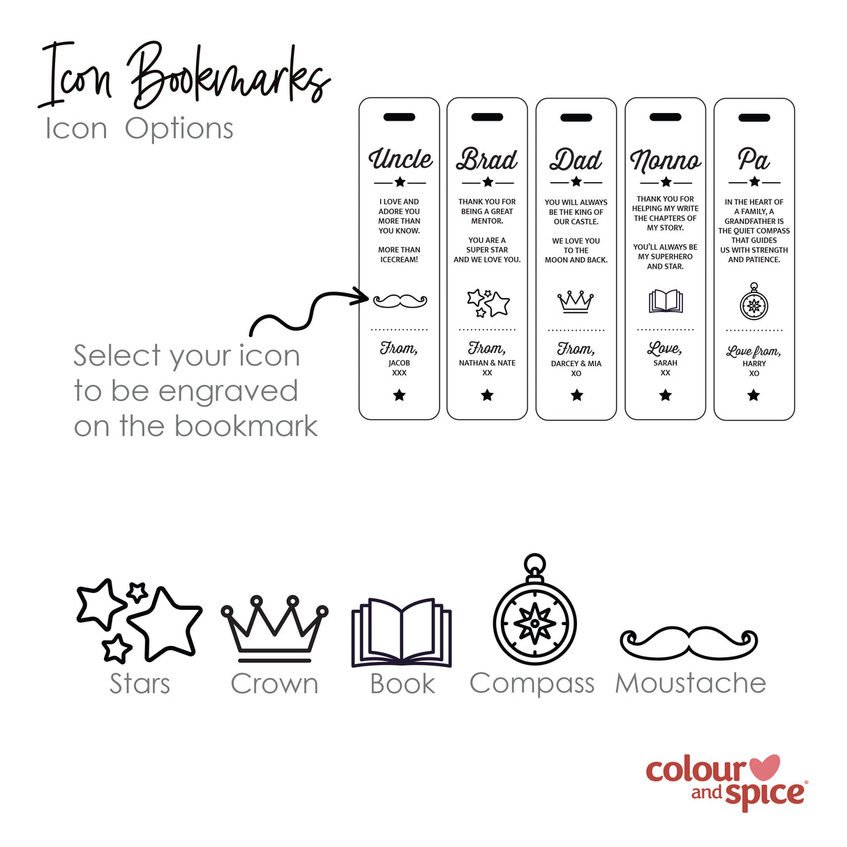 Personalised Icon Bamboo Bookmark (2 colours)