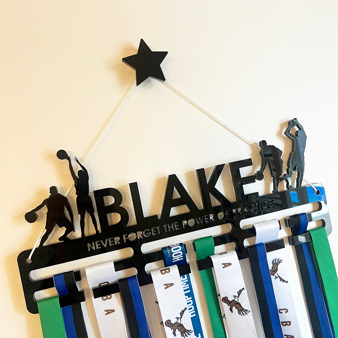 Personalised Medal Hanger - Single Design (3 finishes, various designs)