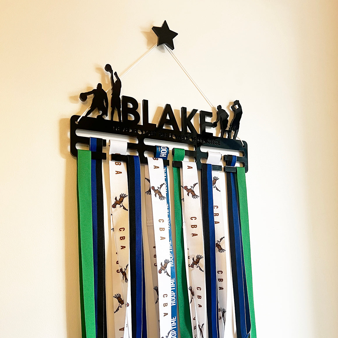 Personalised Medal Hanger - Single Design (3 finishes, various designs)