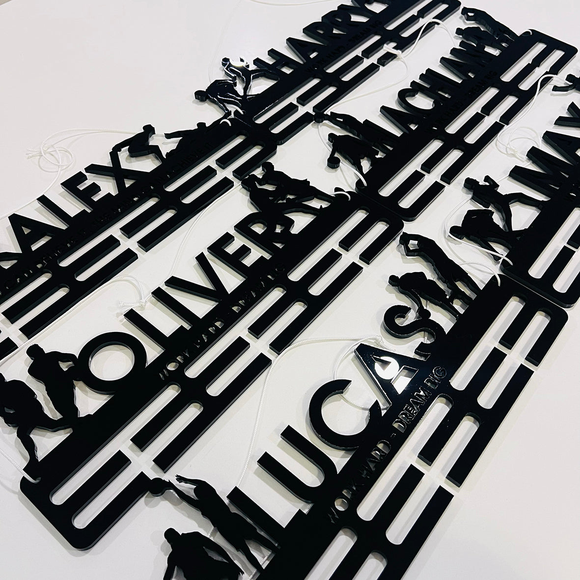 Personalised Medal Hanger - Single Design (3 finishes, various designs)