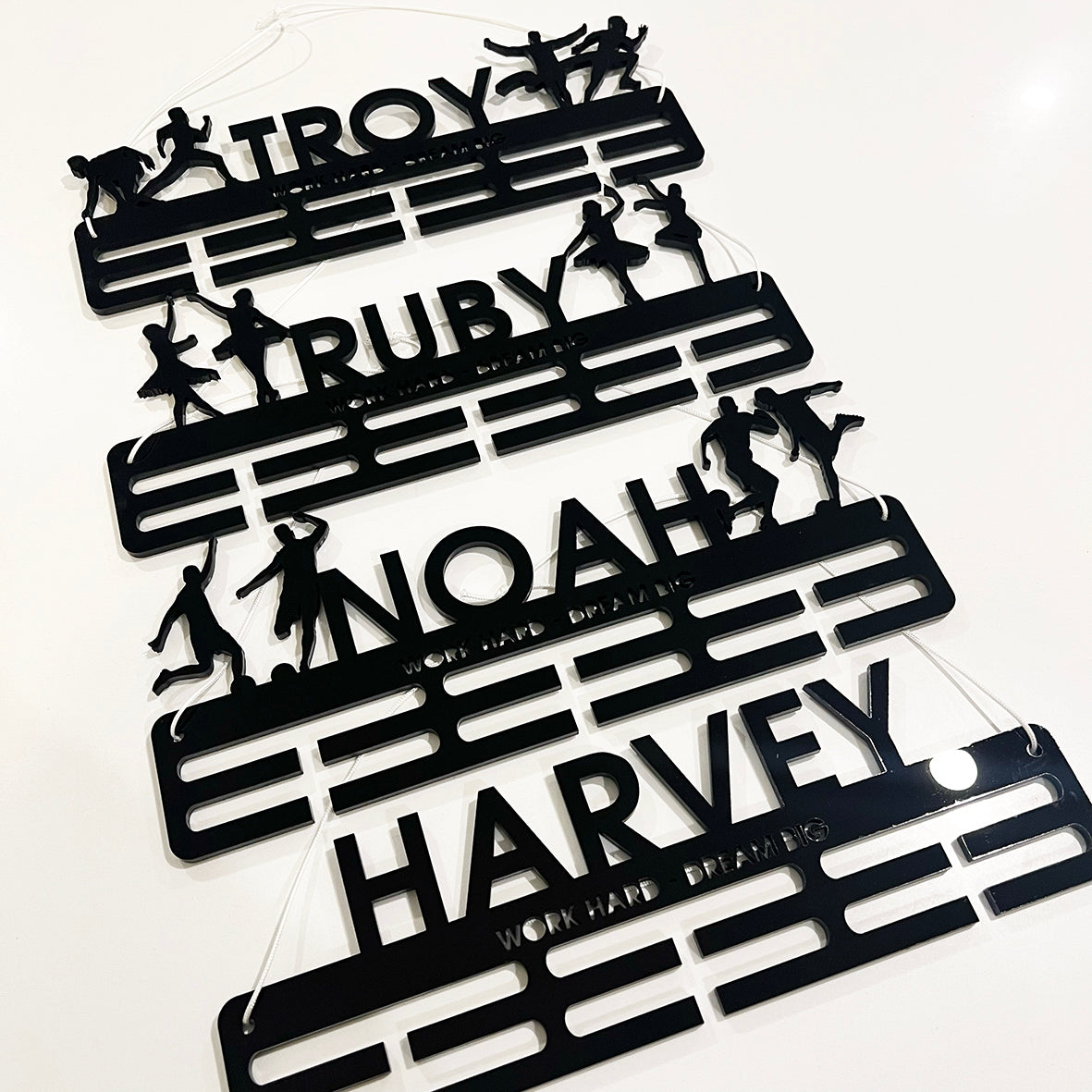 Personalised Medal Hanger - Single Design (3 finishes, various designs)