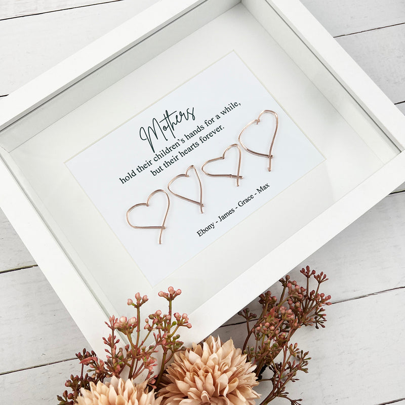 Personalised Row Of Hearts Framed Print