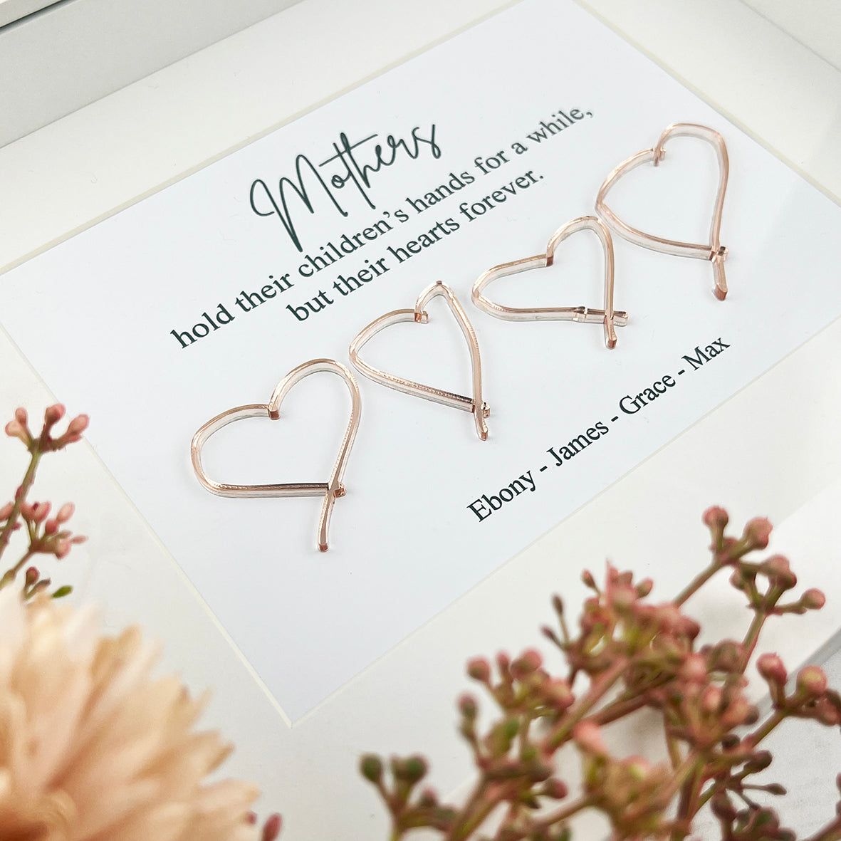 Personalised Row Of Hearts Framed Print