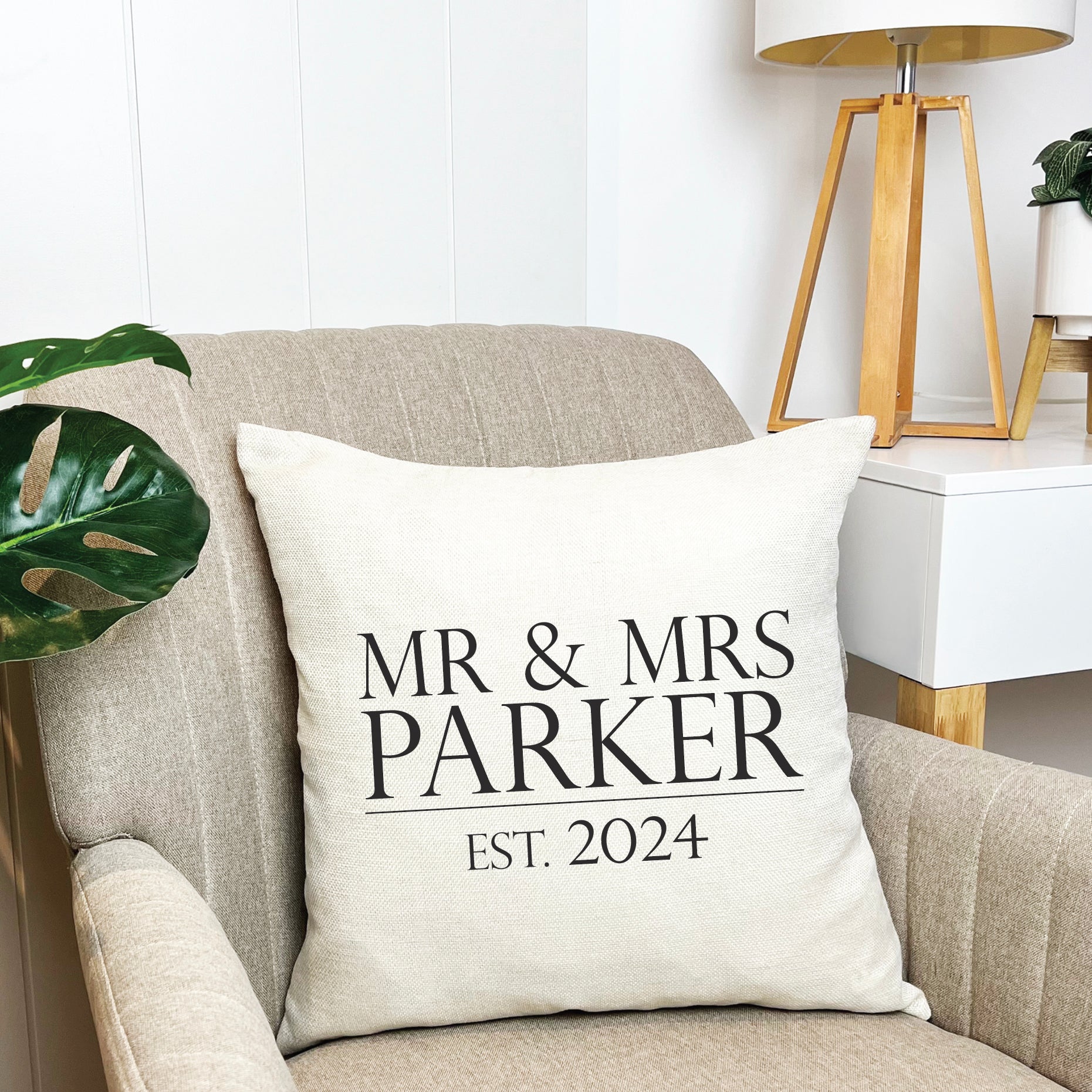 Personalised Married Surname Cushion Cover