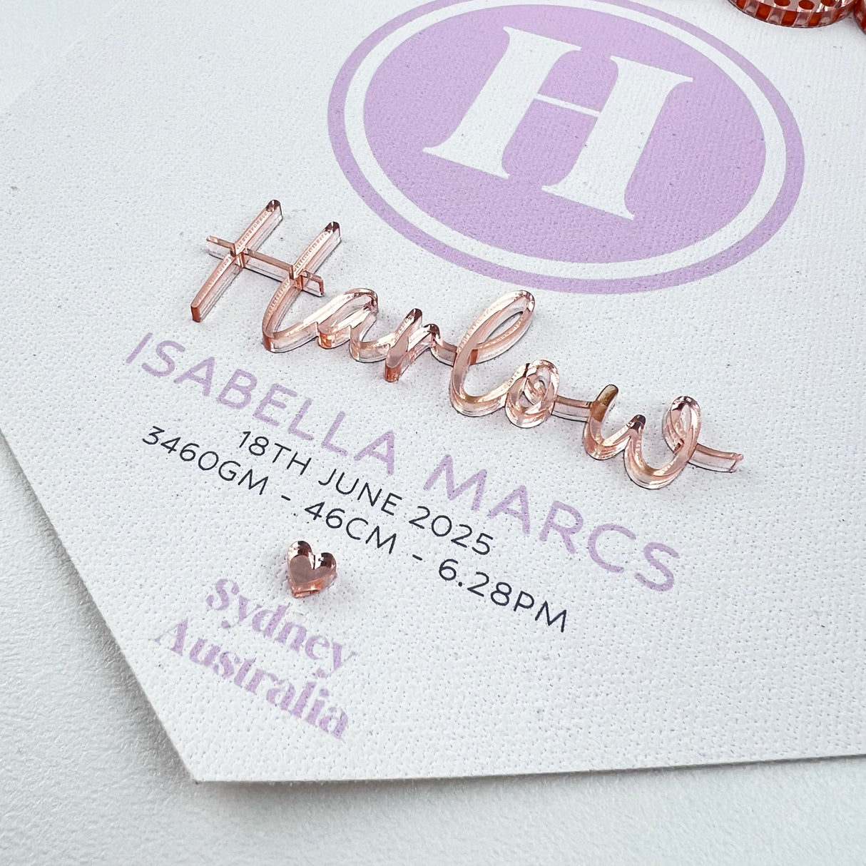 3D Monogram Birth Details Pennant Banner - Pink