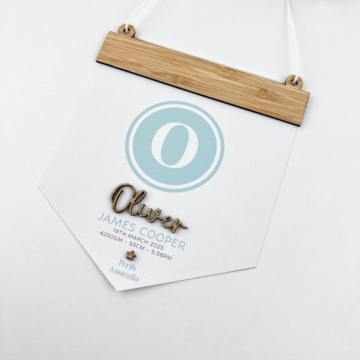 3D Monogram Birth Details Pennant Banner - Green