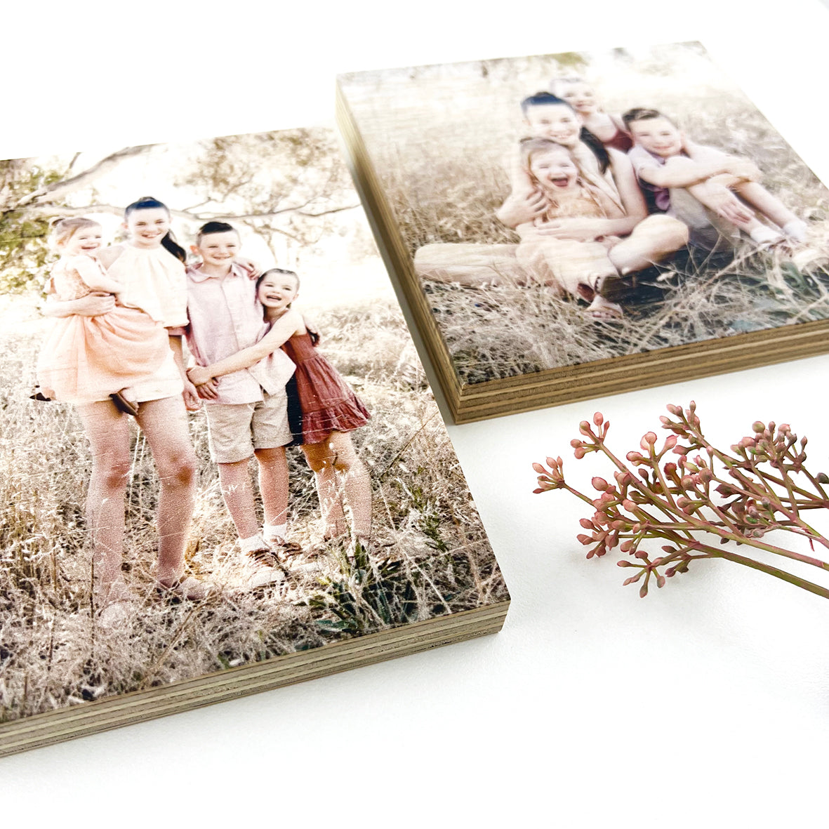 Set of 2 Personalised Square & Rectangle Wooden Photo Block