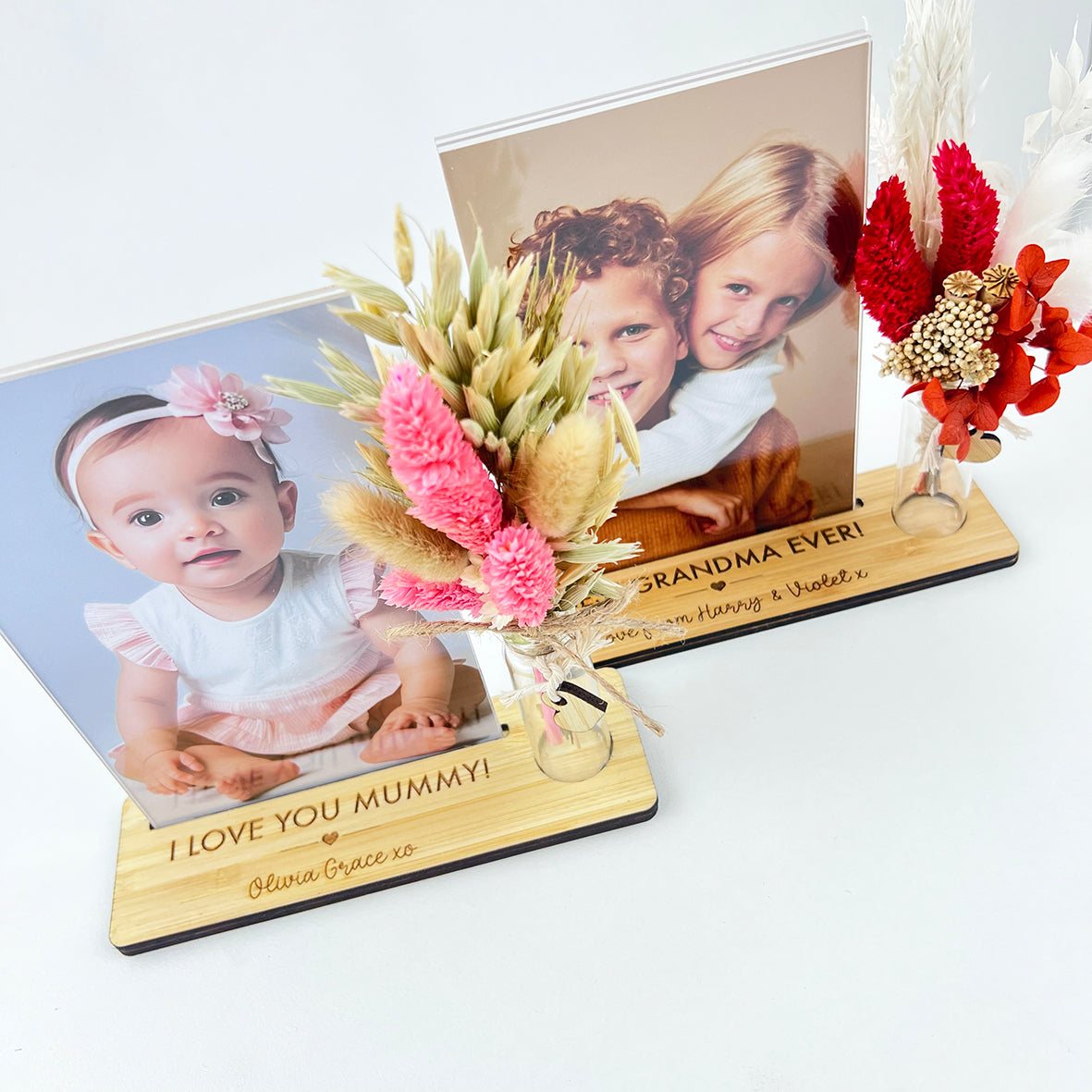Personalised Dried Flower Photo Stand (2 flower options)