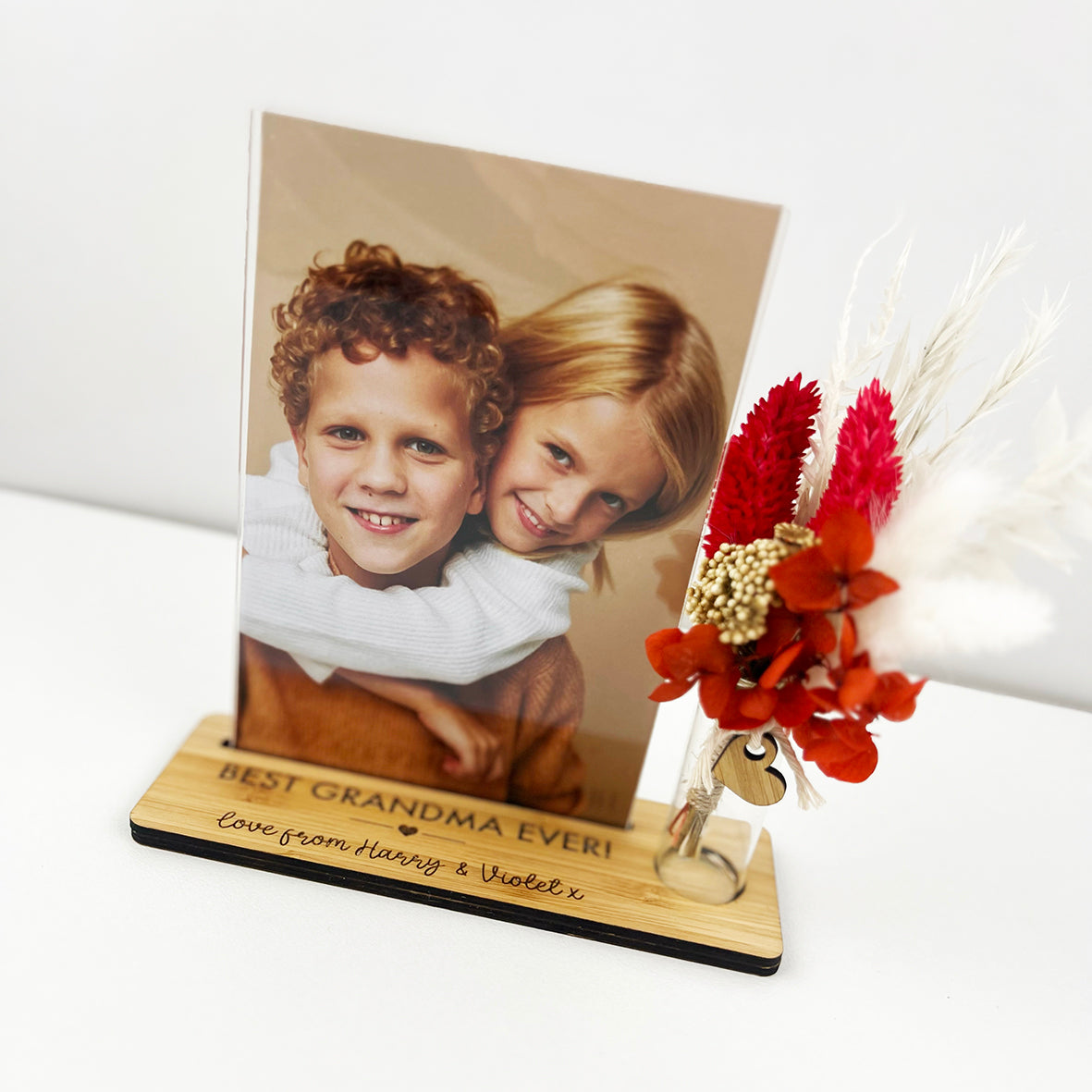 Personalised Dried Flower Photo Stand (2 flower options)